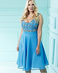 Short Beaded Dress with Back Ties