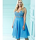 Short Beaded Dress with Back Ties