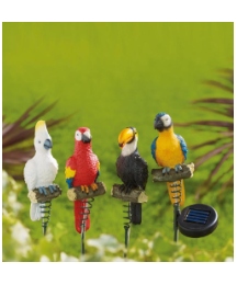Set of 4 Solar Jungle Birds