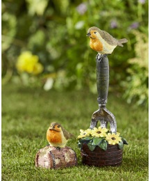 Little Sensor Bird and Robin on a Fork
