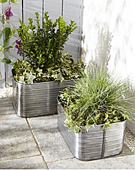 Set of Two Zinc Planter Troughs