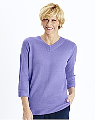 V Neck 3/4 Sleeve Sweater