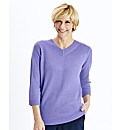 V Neck 3/4 Sleeve Sweater