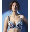 Satin Rose Print Underwired Bra