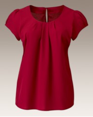 Pleat Neck Short Sleeve Blouse