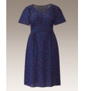 Petite Spot Print V Neck Tea Dress