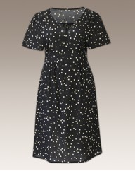 Spot Print V Neck Tea Dress