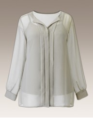 Open Neck Pleat Detail Blouse