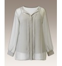 Open Neck Pleat Detail Blouse