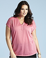 Button Trim Jersey Top Length 27in