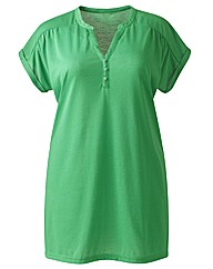 Button Trim Jersey Top Length 27in
