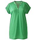 Button Trim Jersey Top Length 27in