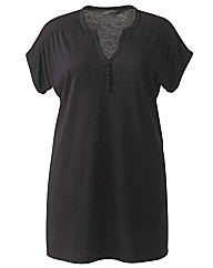 Button Trim Jersey Top Length 27in