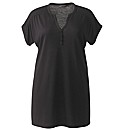 Button Trim Jersey Top Length 27in