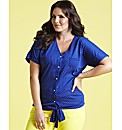 Print Tie Hem Jersey Top