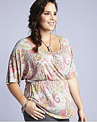 Elasticated Waist Jersey Print Top