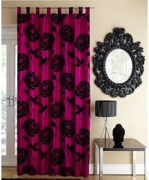 Ruby Flocked Taffeta Tab Top Curtain