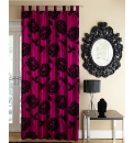 Ruby Flocked Taffeta Tab Top Curtain