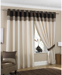 Cannes Lined Faux Silk Eyelet Curtains