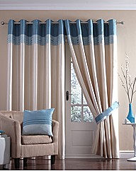 Cannes Lined Faux Silk Eyelet Curtains