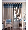 Cannes Lined Faux Silk Eyelet Curtains