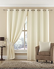 Plain Dye Satin Lined Eyelet Curtains