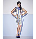 Tribal Print Body Con Panel Dress