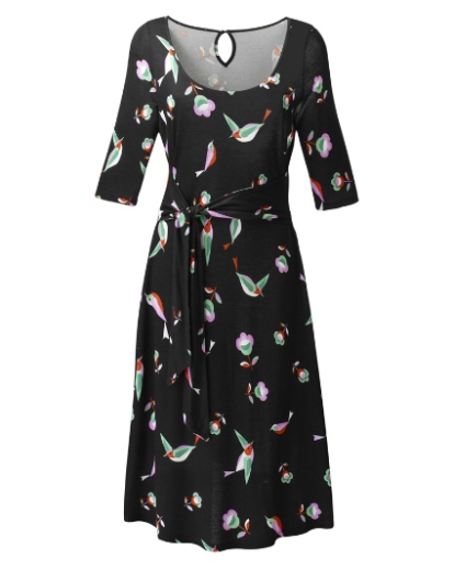 bird print dress