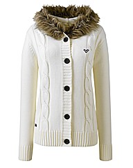 Voi Knitted Cardigan with Fur Trim