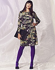 Sketchy Floral Print Jersey Dress