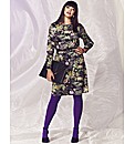 Sketchy Floral Print Jersey Dress