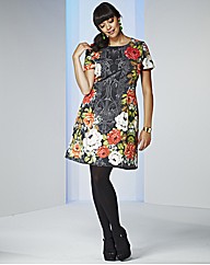 Fit and Flare Mirror Print Dress