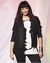 PU Biker Jacket with Stud Detail