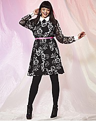 Contrast Collar Print Dress