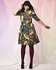 Fan Print Jersey Skater Dress