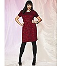 Jacquard Dress with Collar Trim