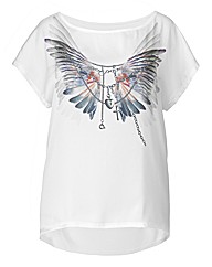 Wings Feather Print T Shirt