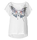Wings Feather Print T Shirt