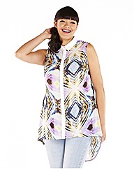 Multi Trippy Blouse With Contrast Collar