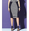 Striped Panel Pencil Midi Skirt