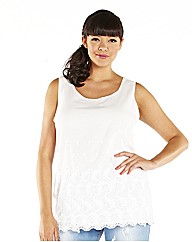 Floral Broderie Cami With Scalloped Hem