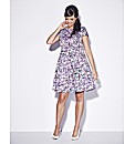 Sequin Printed Cut Out Back Skater Dress