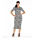 Short Sleeve Aztec Printed Midi Dress
