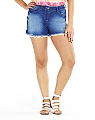 Denim Shorts With Lace Hem