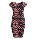 AX Paris Coral Aztec Bodycon Midi Dress