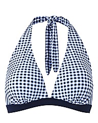 Beach To Beach Navy Gingham Bikini Top