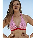 Beach To Beach Red Gingham Bikini Top