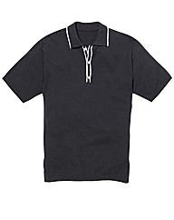 Jacamo Tipped S/S Knitted Polo Long