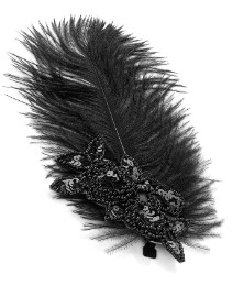 Accessories Black Feather Sequin Clip