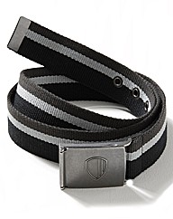 Ben Sherman Black Stripe Webbed Belt